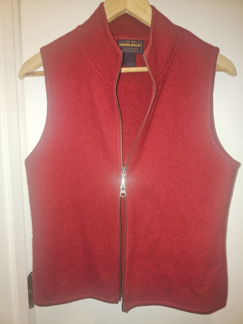 Vintage Woolrich 100% Wool Full Zip Vest Ruby Red Women's SM Dual Two-way Zipper
